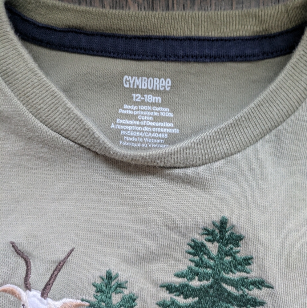 Gymboree Green and Gray Long Sleeve Mountain Goat Toddler Shirt - Picture 2 of 3